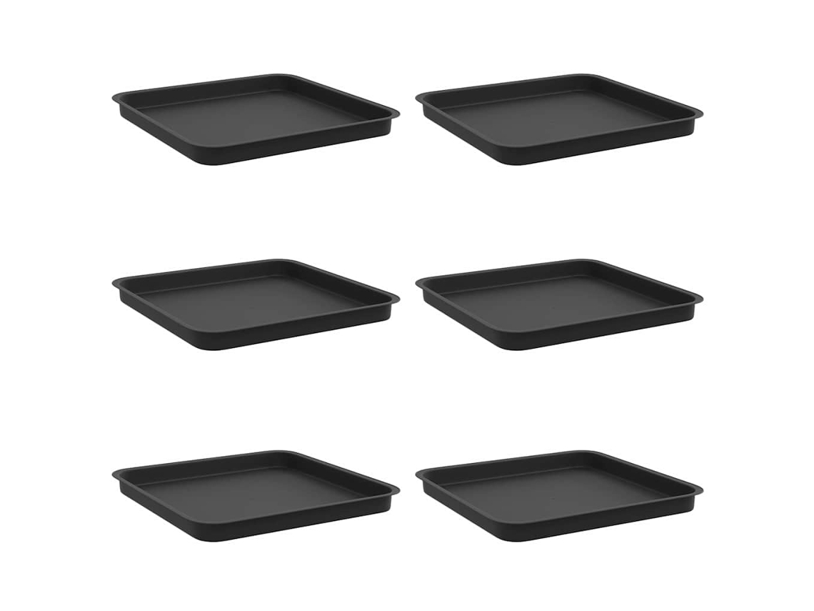 Conjunto 6 Vaso Quadrado Vidaxl Preto Plástico (36 X 36 X 2,5 Cm)