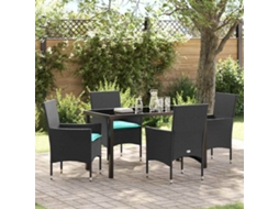 Vidaxl Conjunto De Mesa E Cadeiras 5 Unid. Preto Rattan De Pe