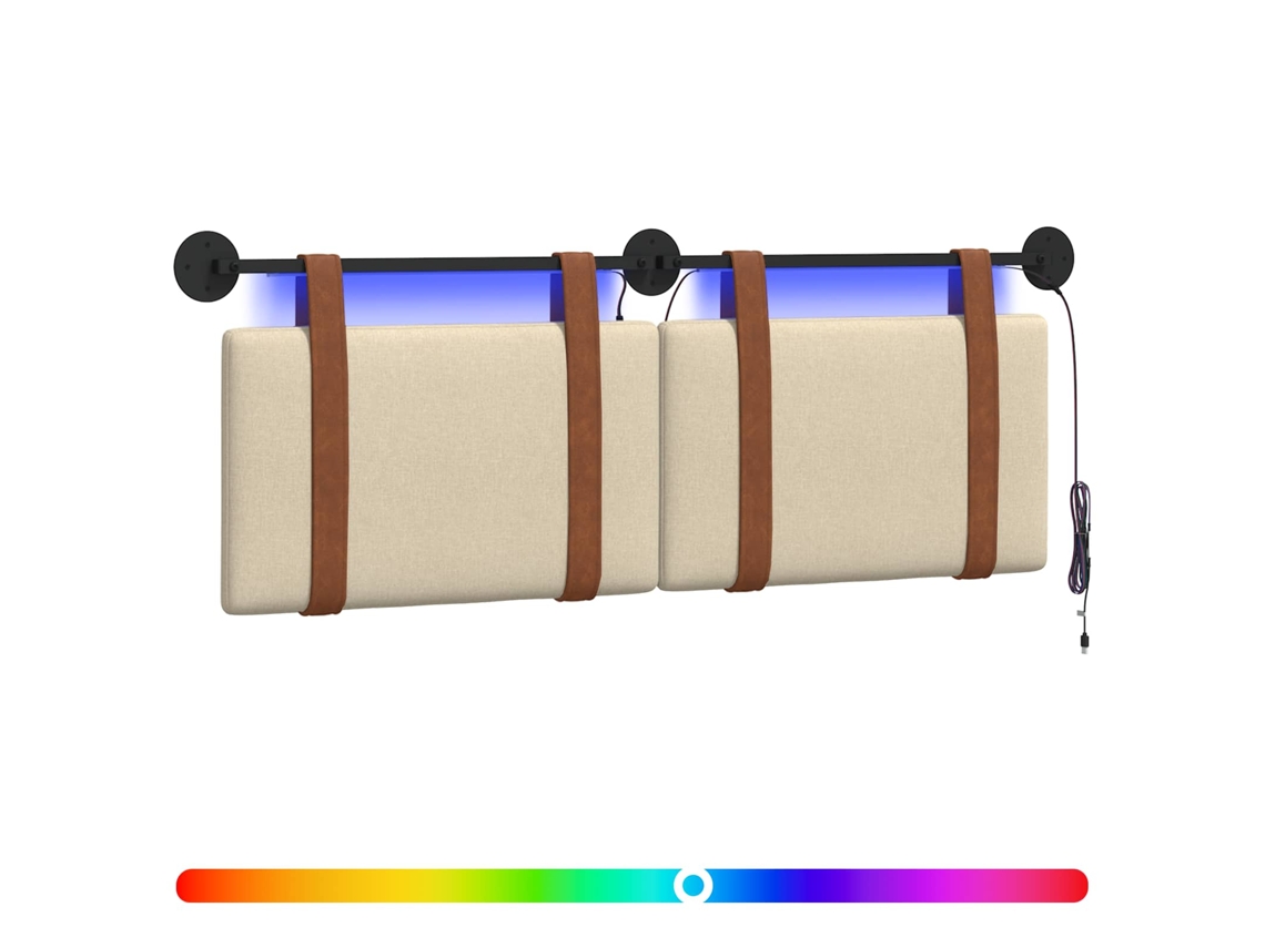 Conjunto 1 Cabeceira Suspensa Vidaxl Creme Couro Sintético (130 X 55 X 5 Cm)