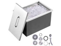 Caixa de Gelo VEVOR 22 C X 17 L X 12 H Refrigerador de Gelo de Aço Inoxidável Caixa de Gelo Comercial com Tampa