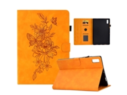 Capa De Couro Halinuia Gravada‑peónia‑borboleta, Para Lenovo Tab P11 Gen 2