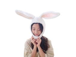 Mali chapéu de Coelho Peludo Fofo Quente Suave para Mulheres Meninas Cosplay Férias Branco