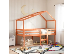 Vidaxl Cama Alta Com Telhado 90x190 Cm Pinho Maciço Castanho-mel