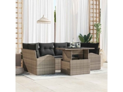 Vidaxl Conjunto De Sofá De Jardim 7 Unid. Cinzeto Vime Pe