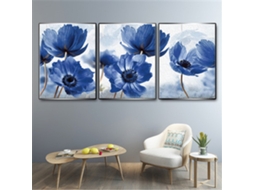 Cartel De Pared Con Flores Azules, Estilo Minimalista Nórdico