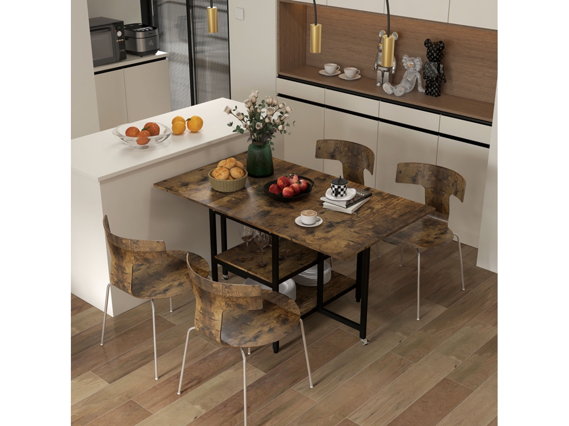 Dining Table Folding Table Folding Dining Table, Industrial Design, 140 Cm X 80 Cm X 75 Cm, Brown + Black