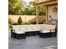 Vidaxl Conjunto De Sofá De Jardim 9 Pcs Preto Vime Pe