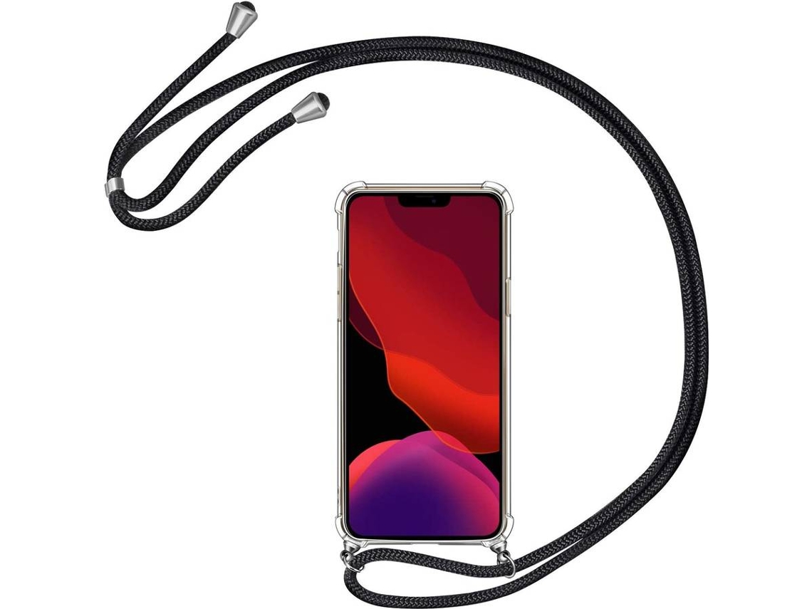 Capa iPhone 11 Pro Max HONGWE. Com corda Transparente, Preto