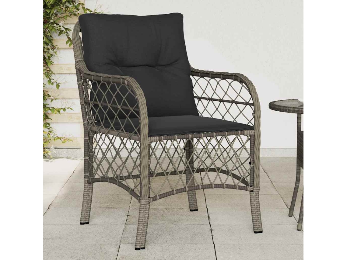 Vidaxl Cadeiras De Jardim Com Almofadões 2 Pcs Vime Pe Cinzento