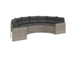Maison Exclusive - Sofá De Jardim Com Almofadões Semicircular Vime Pe Cinzento