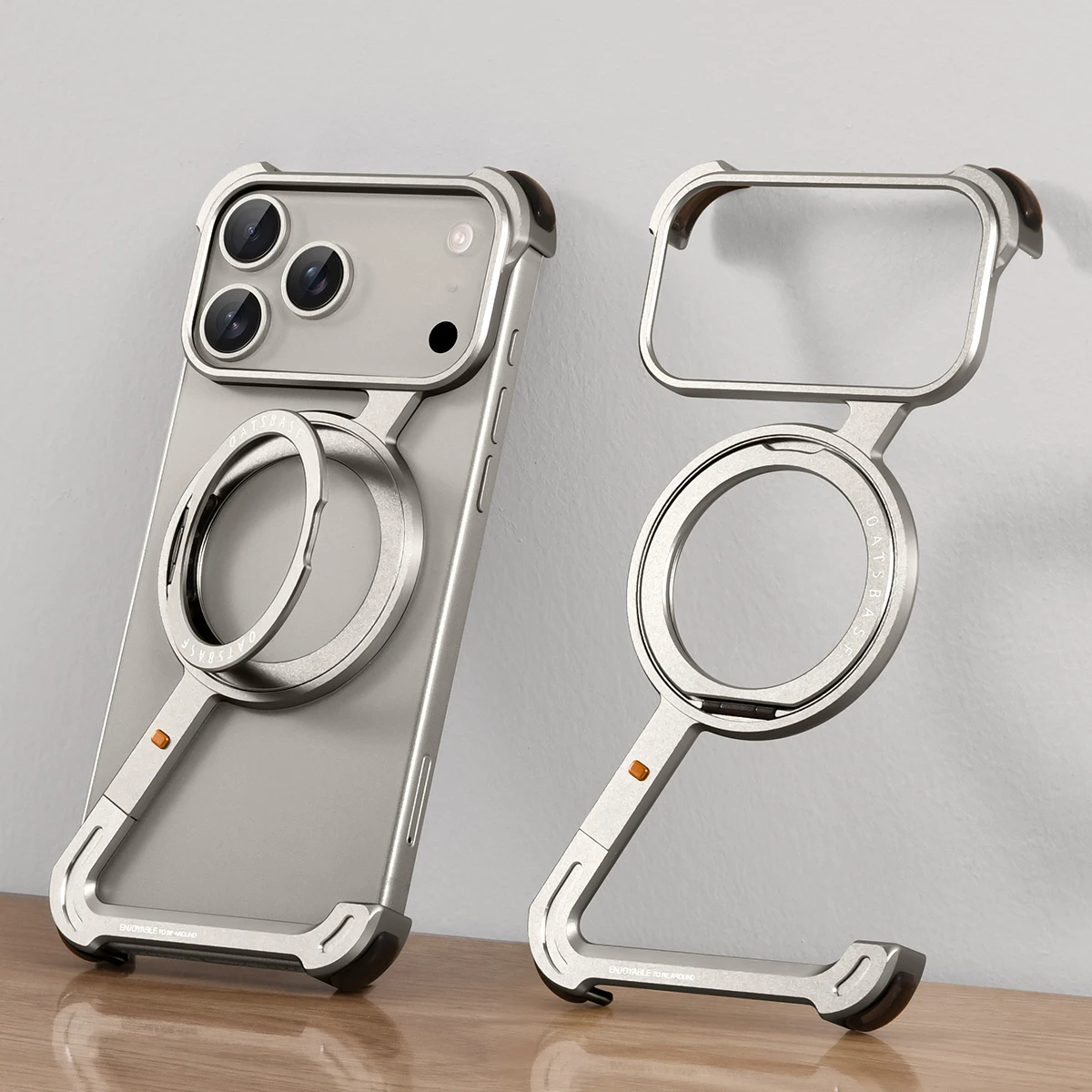 Capa Para Iphone 17 (titânio), Design Sem Moldura, Suporte Magnético Com Rotação De 360°