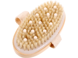 Escova De Banho Massageadora 2em 1com Cerdas Naturais Bambu E Pelos Javali Brancos Cabeça Borracha Esfoliante Massagem
