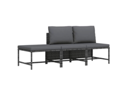 Vidaxl 3 Pcs Conjunto Sofás De Jardim C/ Almofadões Vime Pe Cinzento