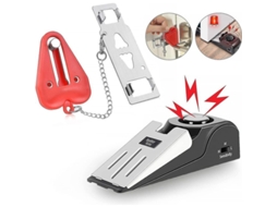 Conjunto De Segurança Para Porta Com Alarme De 120db E Trava Portátil - Proteção Dupla Para Viagens E Residências