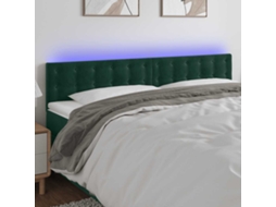 Vidaxl Cabeceira De Cama C/luzes Led Veludo 180x5x78/88cm Verde-escuro