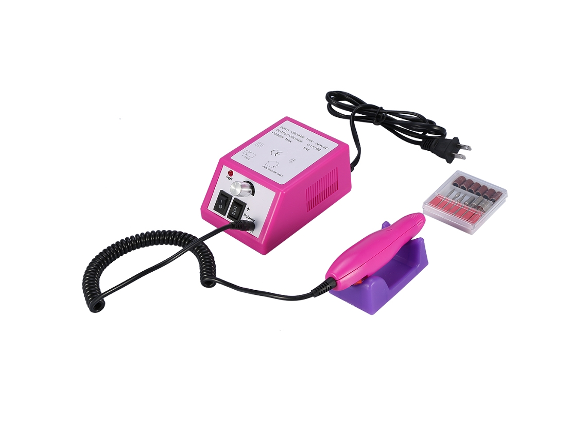 Kit de lixa elétrica para unhas, manicure e pedicure (vermelho e rosa)