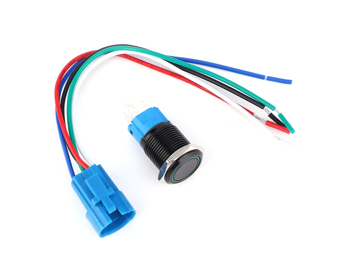Laxiscreed Interruptor Botão Metálico 5 Pinos Com Led Verde 12v Auto-rearmável 1no1nc