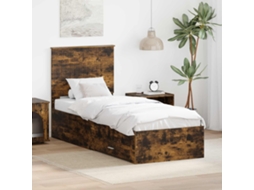Vidaxl Estrutura Da Cama Carvalho Defumado E Prata 70 X 190 Cm