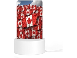 Luminária Noturna De Led Em Acrílico Com Base Plástica E Plugue, Estampa Da Bandeira Canadense, Ideal Quarto