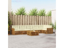Vidaxl Conjunto De Sofás Para Exterior 7 Unid. Natural E Creme