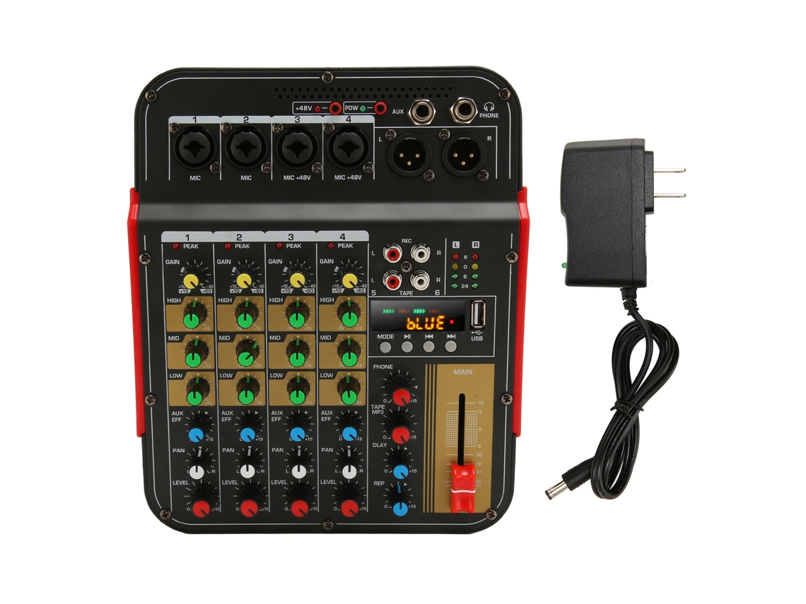 Aetheria console de Som Profissional 4 Canais com Bluetooth Usb Mp3 Equalizador Dps Controle Digital Us Plug