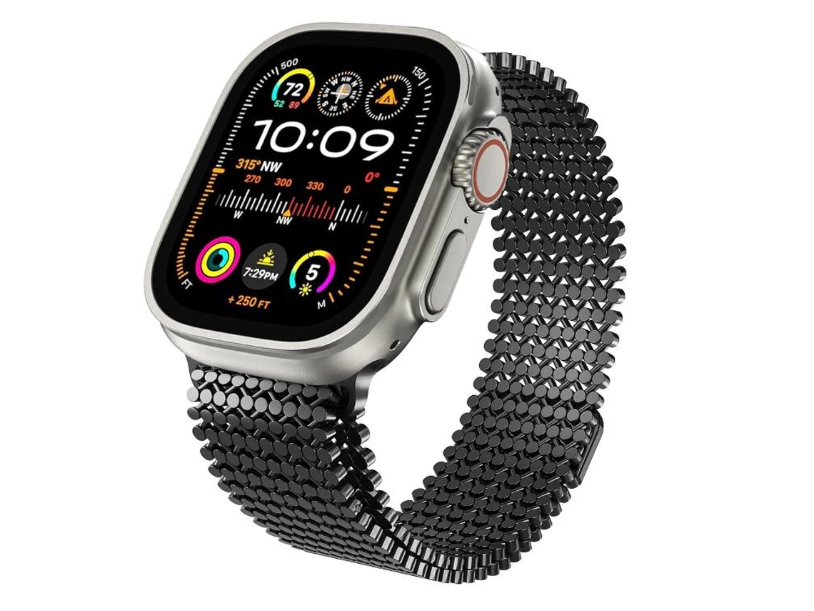 Bracelete para Apple Watch 42/41/40/38mm Aço Inoxidável Magnético com Estrutura Molecular Preto XIAOMOYU