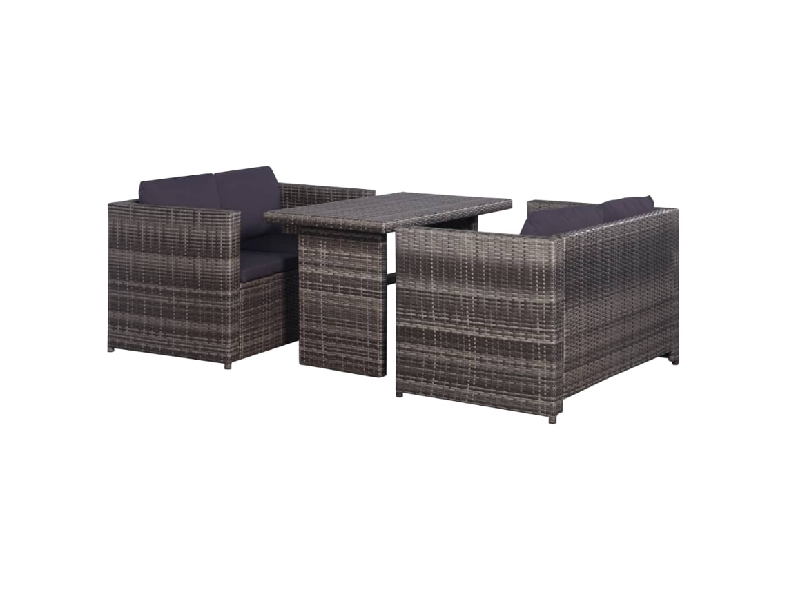 Conjunto de sofá de jardim 11 peças Vime Pe Cinza Dkd Home Decor
