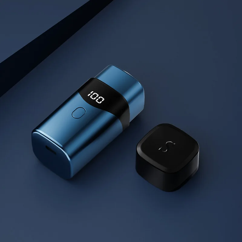 (azul) Mini Barbeador Inteligente, Carregamento Rápido Tipo C, Visor Digital