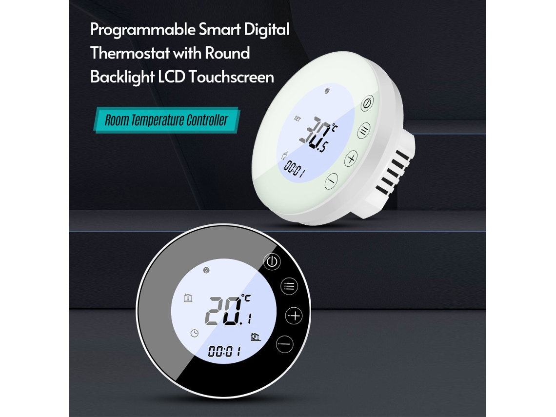 Termostato Programável Laxiscreed Com Controlo Digital De Temperatura E Ecrã Tátil Lcd Retroiluminado