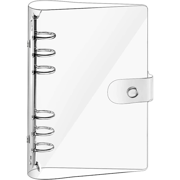 Pasta de Argolas em Pvc Transparente Macio, Pasta de Argolas com 6 Furos, Pasta Impermeável para Folhas Soltas com Régua Transparente BRILVIBERA