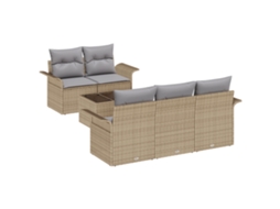 Conjunto 6 Conjunto De Sofás De Jardim Vidaxl Bege Vime Pe (55 X 55 X 37 Cm)