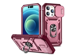 Suporte Casa Para Iphone 14 Pro Pele Sintética Com Porta-cartões Rosa