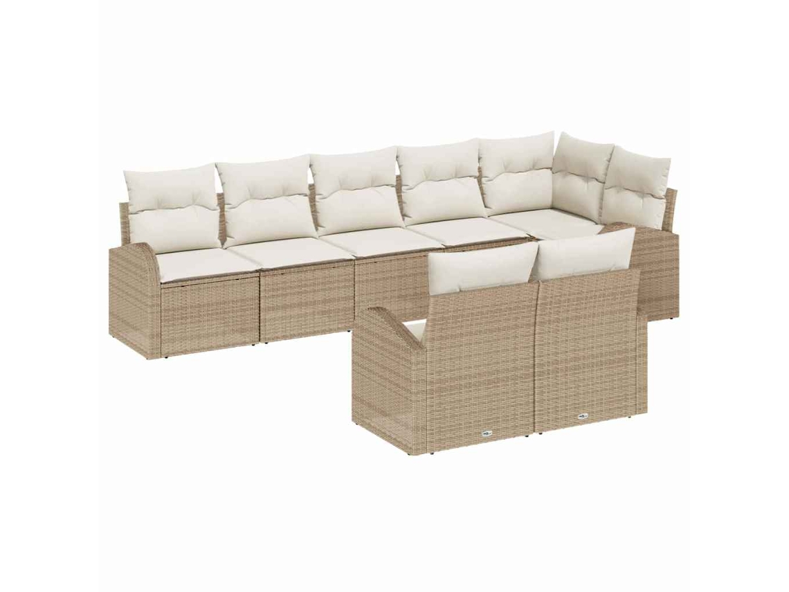 Vidaxl Conjunto de Sofá de Jardim 8 Pcs Bege e Branco Vime Pe