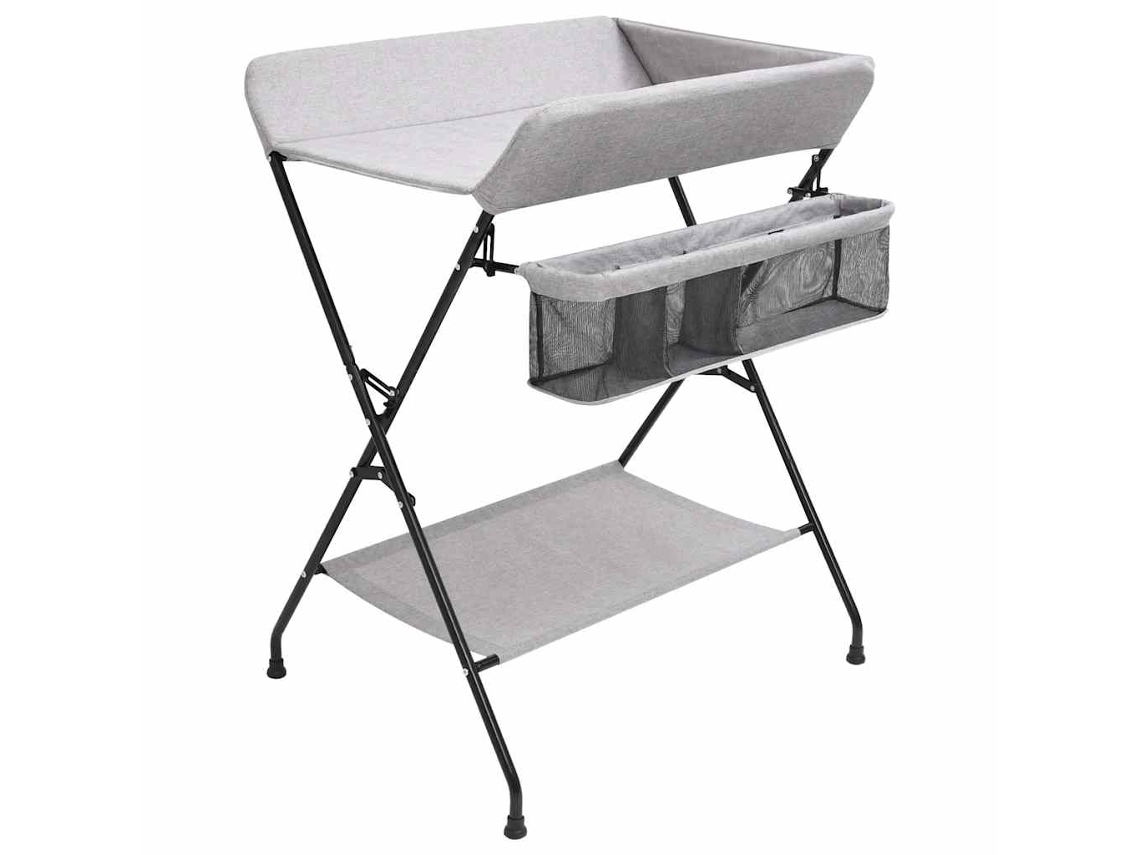 Vidaxl Mesa Muda-fraldas Ferro Cinzento-claro