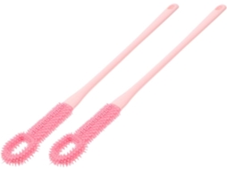 Conjunto De 2 Escovas Silicone Macio Hohopeti Para Os Pés, Com Cabos Longos E Ergonômicos, Na Cor Rosa, Para Limpeza