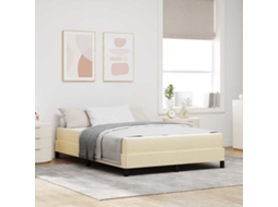 Vidaxl Cama Box Creme 160 X 200 Cm Tecido