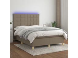 Vidaxl Cama Box Spring Colchão/led 140x190cm Tecido Cinza-acastanhado