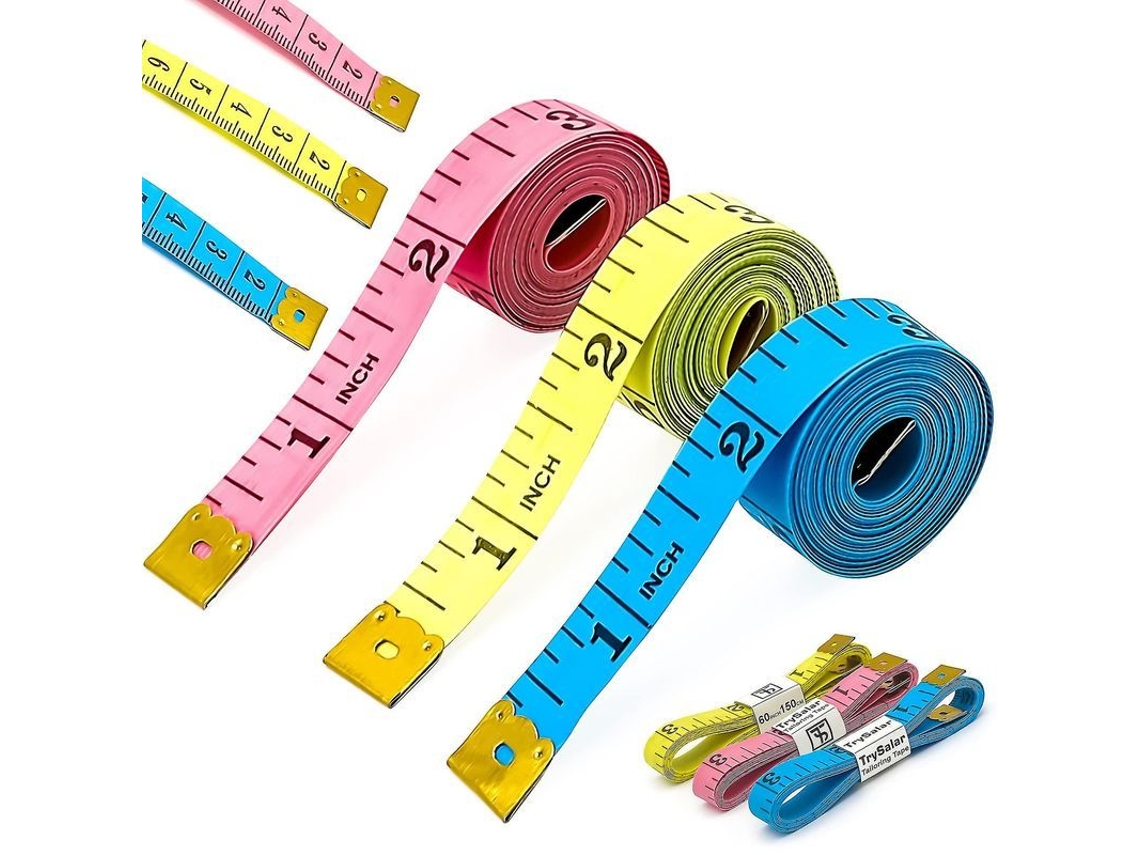 Fita Métrica Corporal Dupla Face 3 Pacotes Medição Dupla Escala Costura Alfaiate 60 Polegadas/150 Cm