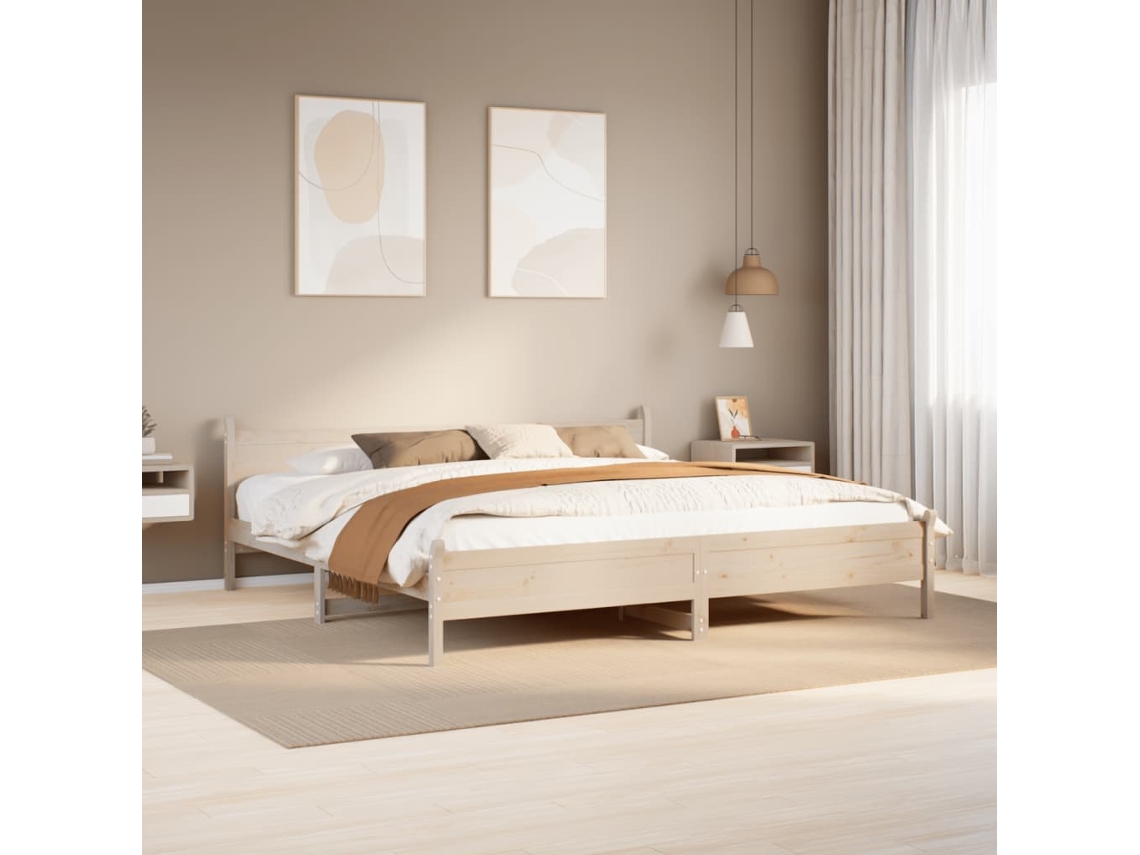 Vidaxl Cama Sem Colchão 180x200 Cm Madeira de Pinho Maciça