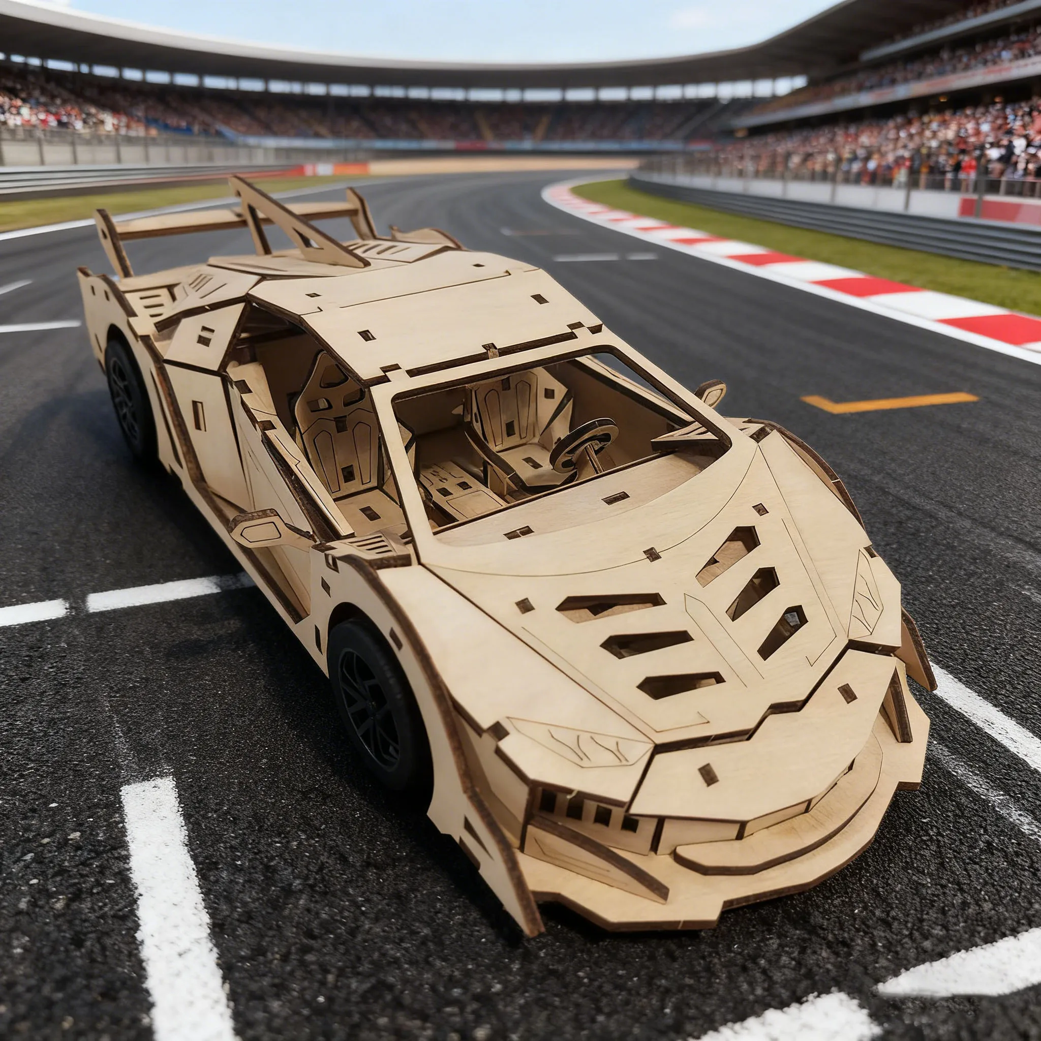 Kit De Montagem Diy Com Modelo De Carro Esportivo Em 3d De Madeira.