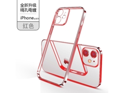 Capa Para Iphone 17 Pro Max Vermelha Transparente Com Acabamento Eletrogalvânico E Ângulo Reto - Macia