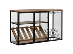 Porta Garrafas Home Esprit Preto Madeira, Metal E Vidro 107 X 66 X 36,5 Cm Multicolor