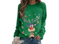 Jerséis De Natal Para Mulher: Blusas De Suéter Novas Com Manga Longa Natalina Verde M