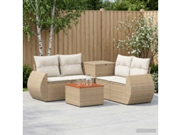 Vidaxl Conjunto De Sofás 6 Unid. Bege E Branco Creme
