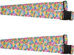 Conjunto De 2 Cintas Bagagem Coloridas Em Poliéster Com Números Desenho Animado, Ajustáveis E Resistentes Malas