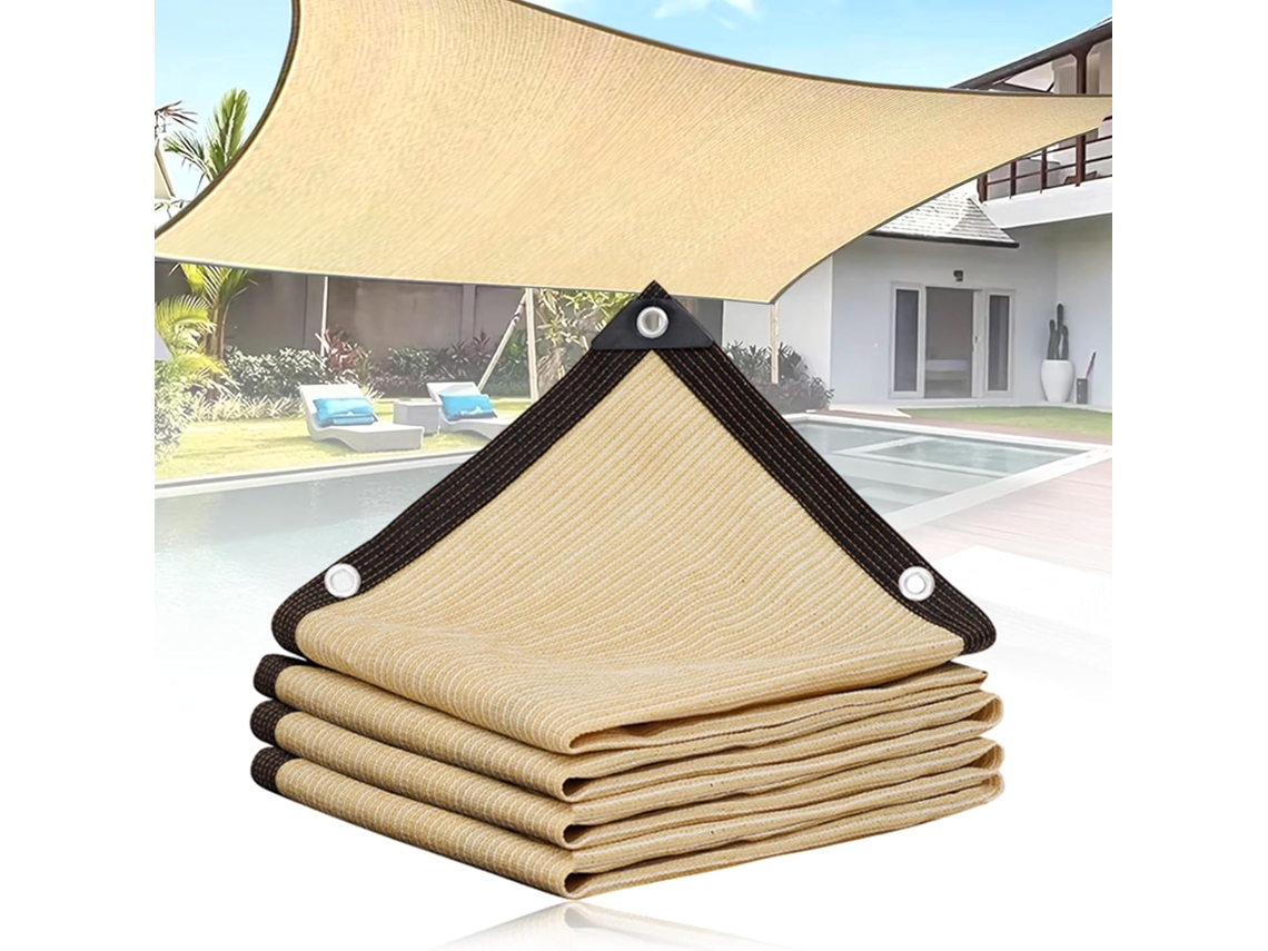 Rede De Sombreamento Retangular Bege Com Proteção Uv (3x4 Metros), Adequada Para Jardins, Estufas, Piscinas E Espaços Exteriores.
