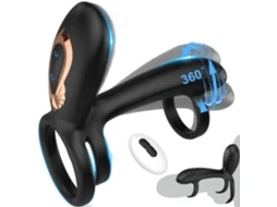 Anel Peniano Vibratório Com Estimulador Giratório De 360° - Manga Peniana Com 10 Modos Para Prazer Clitoriano E Testicular