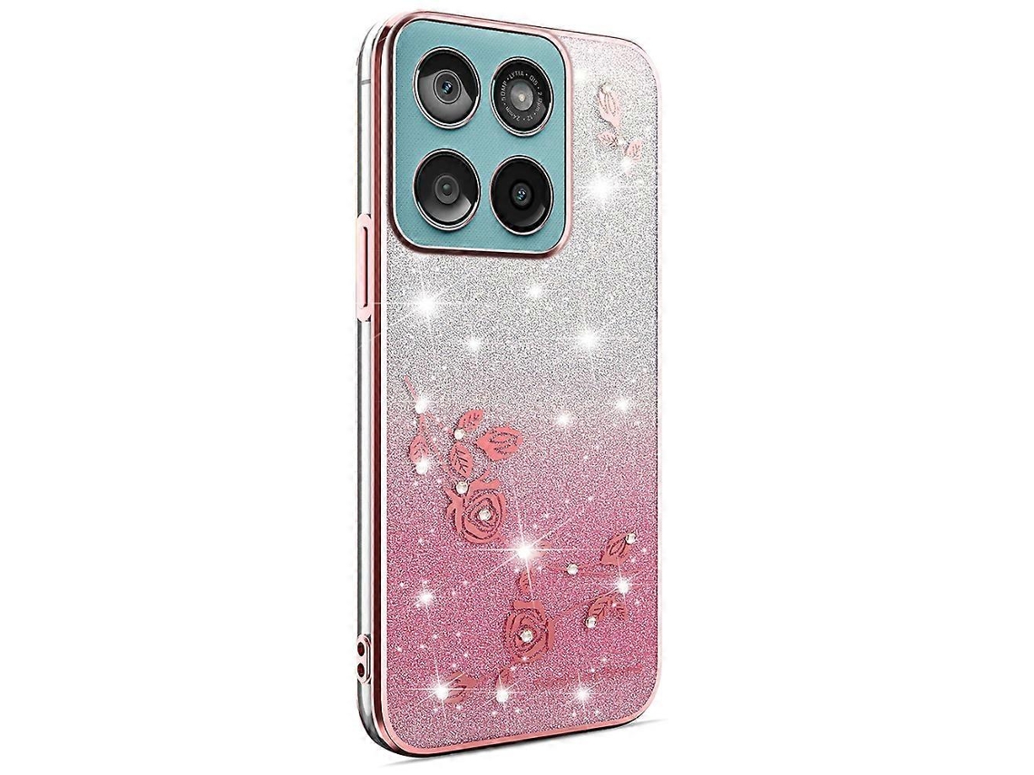 Capa De Tpu Kadem Para Motorola Edge 60 5g / 60s 5g / 60 Fusion 5g Com Design Floral E Gradiente, Ouro Rosa