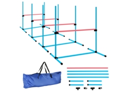 Agility Set Hunde 4 teiliges Höhenverstellbar Agility ausrüstung Mit 4 Hürden Tragetasche 99 X 65 X 94 Cm Hellblau VELTUS TRADE