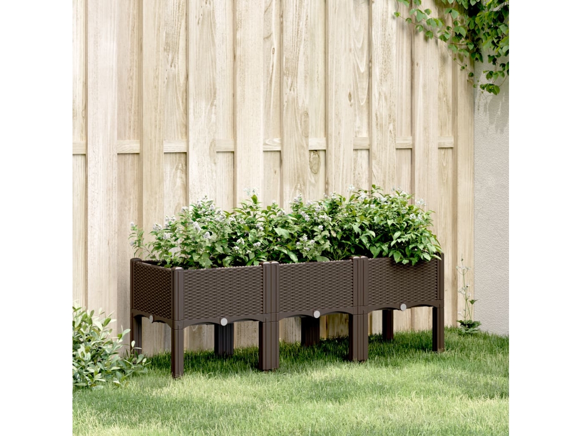 Vaso de Jardim HARLANV1 com Pernas Pp Marrom (120x40x42 cm)